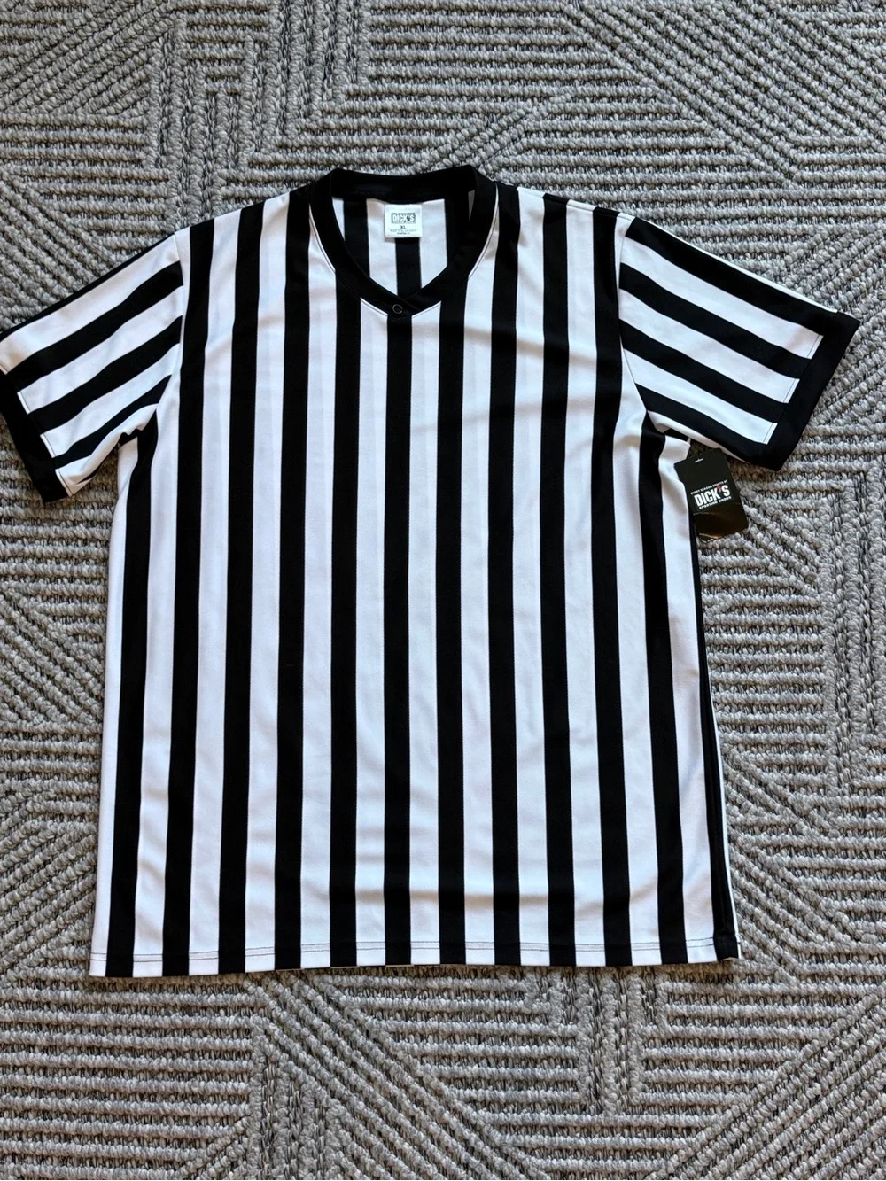 Dick's Sporting Goods Men’s Black & White Striped Short Sleeve Referee Shirt